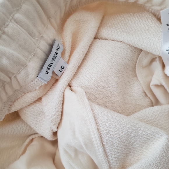 We Wore What Off White Terry Jogger Cotton Sweatpants Large Boyfriend cream - Picture 11 of 13